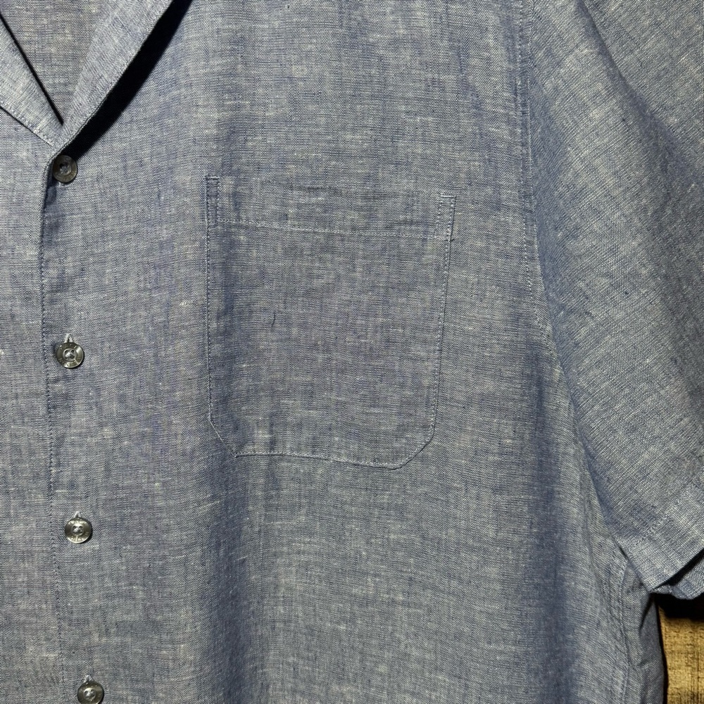 Mack Weldon Tech Linen Camp Shirt Men's Short Sleeve Shirt Wild Rapids X-Large - Picture 6 of 9